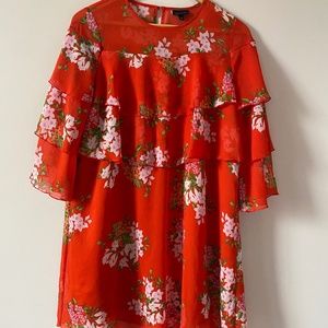 Who What Wear Ruffle Tiered Bouquet Floral Dress Size XS